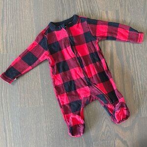 Old Navy Red and Black Buffalo Plaid Footed One-Piece